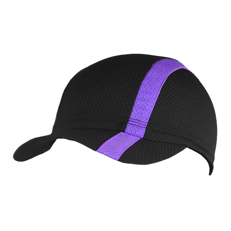 Schampa Coolskin Stretch Cap: Single Stripe Black w/ Light Blue